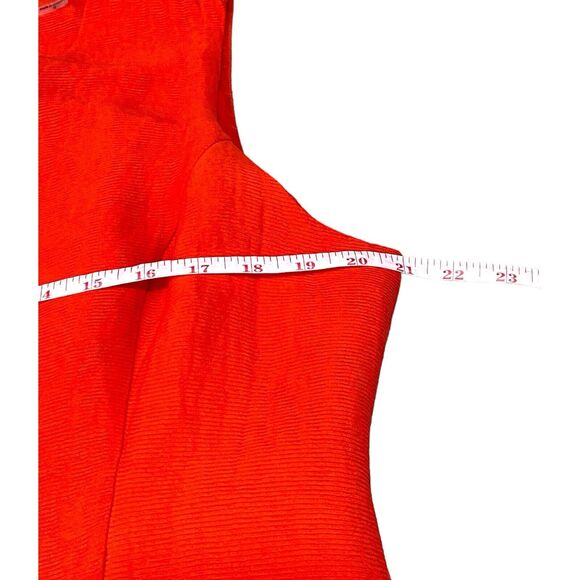 N Natori Jacquard Plisse Sleeveless Sheath Dress Size 16 NWT $169 Red Orange - Picture 7 of 9